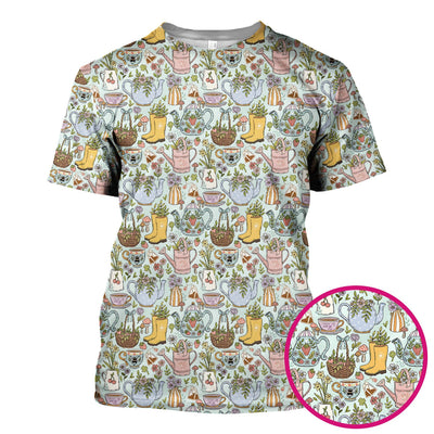 Garden Tea Party Floral Print Scrub Top, Comfortable Scrubs for Nurses
