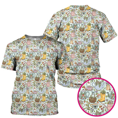 Garden Tea Party Floral Print Scrub Top, Comfortable Scrubs for Nurses