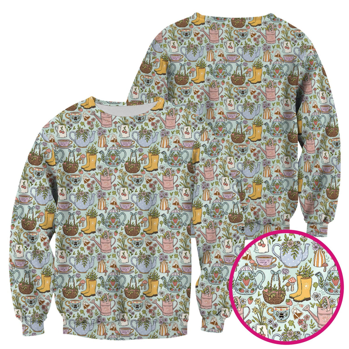 Garden Tea Party Floral Print Scrub Top, Comfortable Scrubs for Nurses