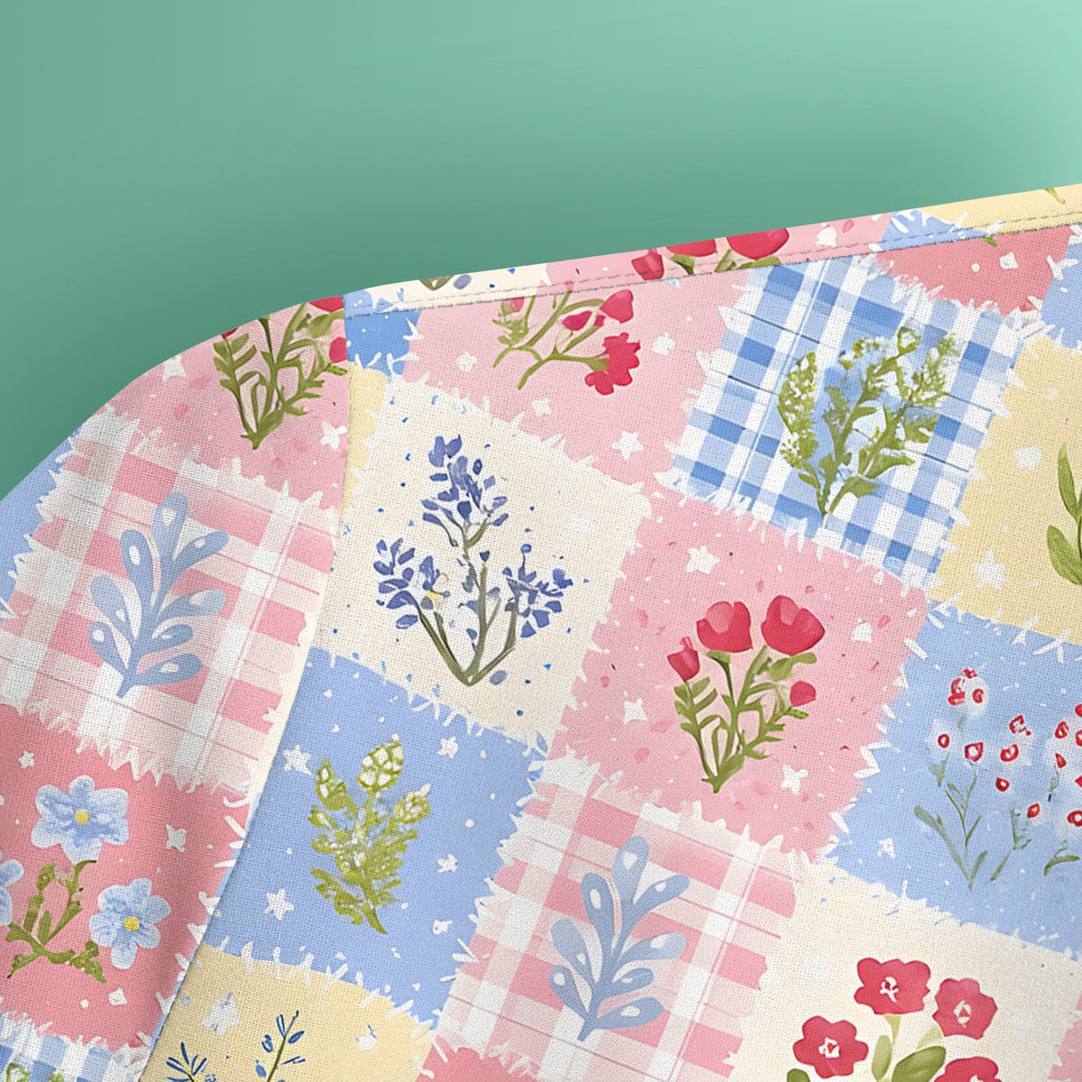 Pastel Patchwork Wildflower Garden Print Scrub Top, Comfortable Scrubs for Nurses