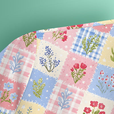 Pastel Patchwork Wildflower Garden Print Scrub Top, Comfortable Scrubs for Nurses