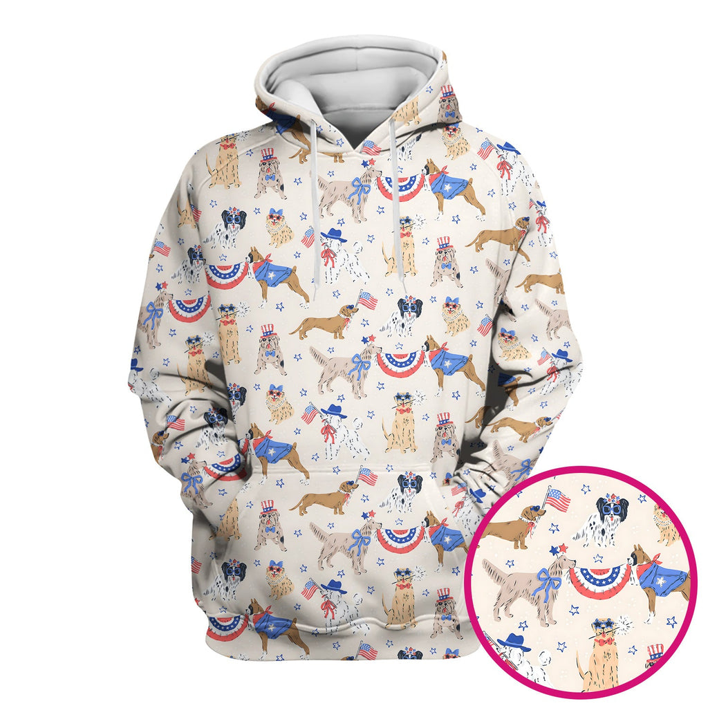 Patriotic Dog Parade Pattern Scrub Top, Comfortable Scrubs for Nurses