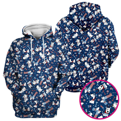 Patriotic Nurse Dog Stars Pattern Scrub Top, Comfortable Scrubs for Nurses