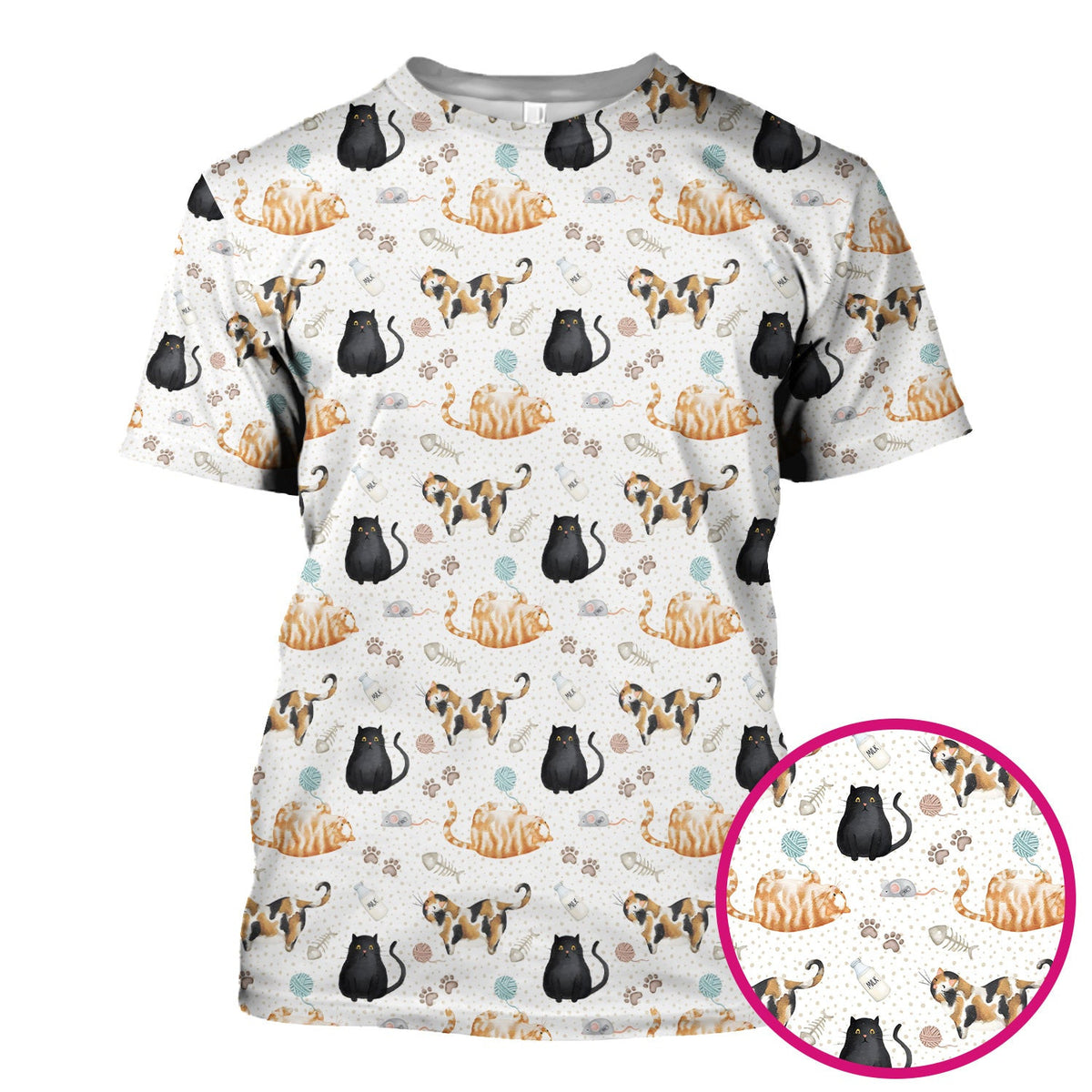 Cute Cat Yarn Paw Pattern Scrub Top, Comfortable Scrubs for Nurses