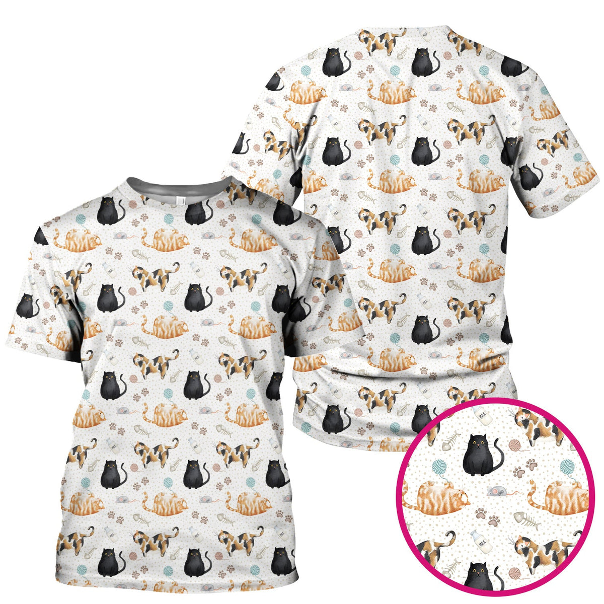 Cute Cat Yarn Paw Pattern Scrub Top, Comfortable Scrubs for Nurses