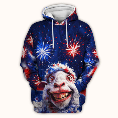 Funny Patriotic Sheep Fireworks Print Scrub Top, Comfortable Scrubs for Nurses