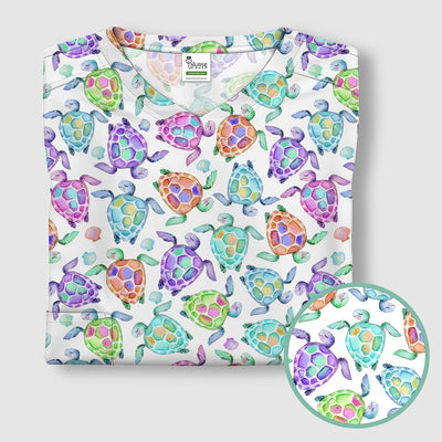 Potted Plant Orchid Cactus Pattern Scrub Top, Comfortable Scrubs for Nurses