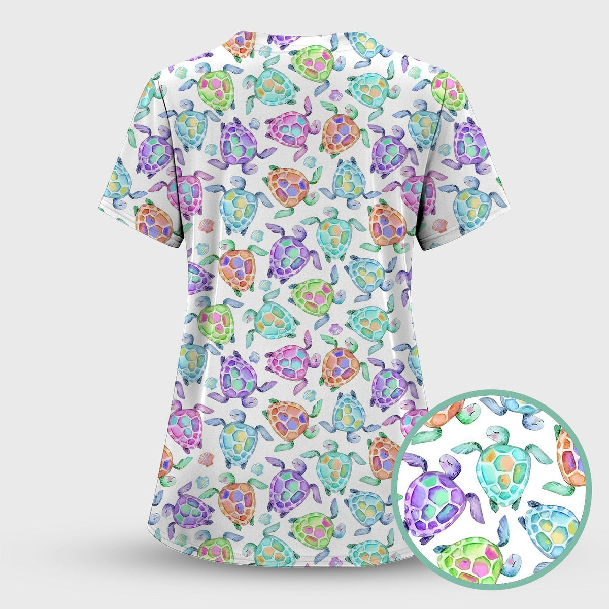 Potted Plant Orchid Cactus Pattern Scrub Top, Comfortable Scrubs for Nurses