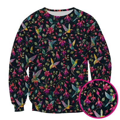 Hummingbird Fuchsia Bloom Pattern Scrub Top, Comfortable Scrubs for Nurses