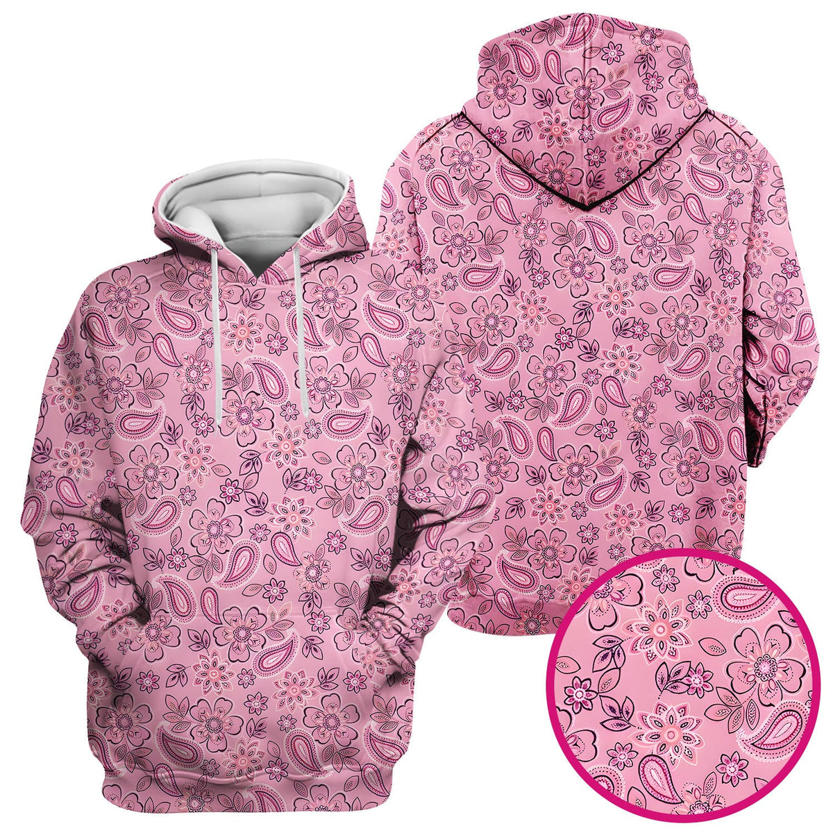 Pink Paisley Floral Nurse Pattern Scrub Top, Comfortable Scrubs for Nurses