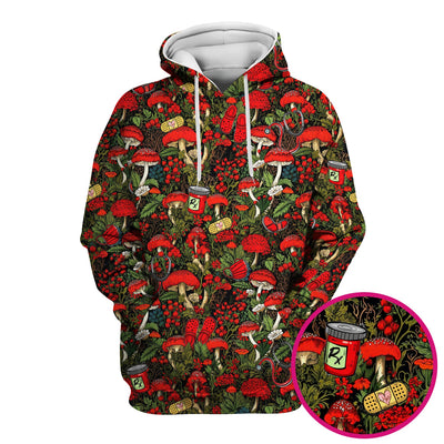 Red Mushroom Medical Forest Pattern Scrub Top, Comfortable Scrubs for Nurses