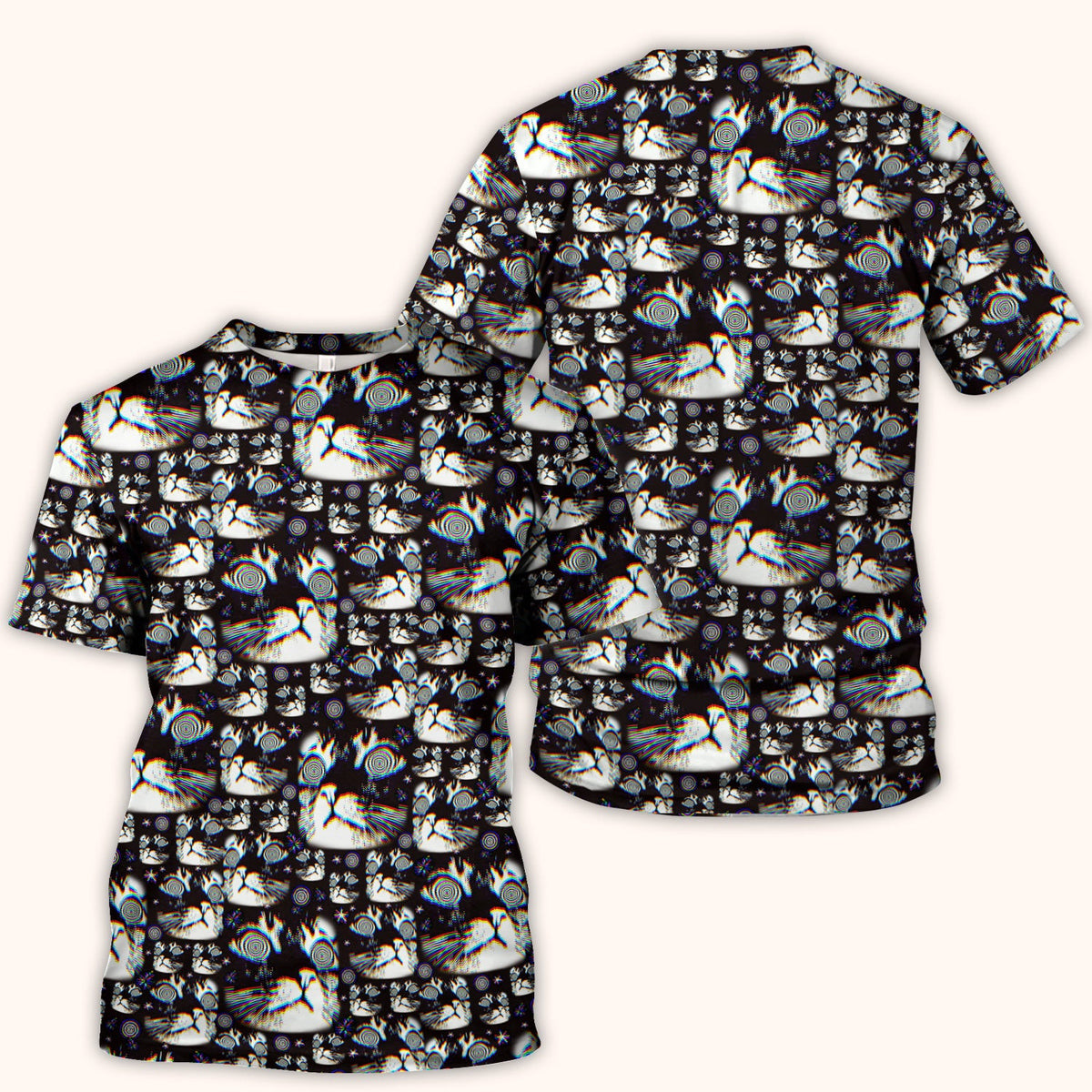 Funny Cosmic Cat Eye Spiral Pattern Scrub Top, Comfortable Scrubs for Nurses