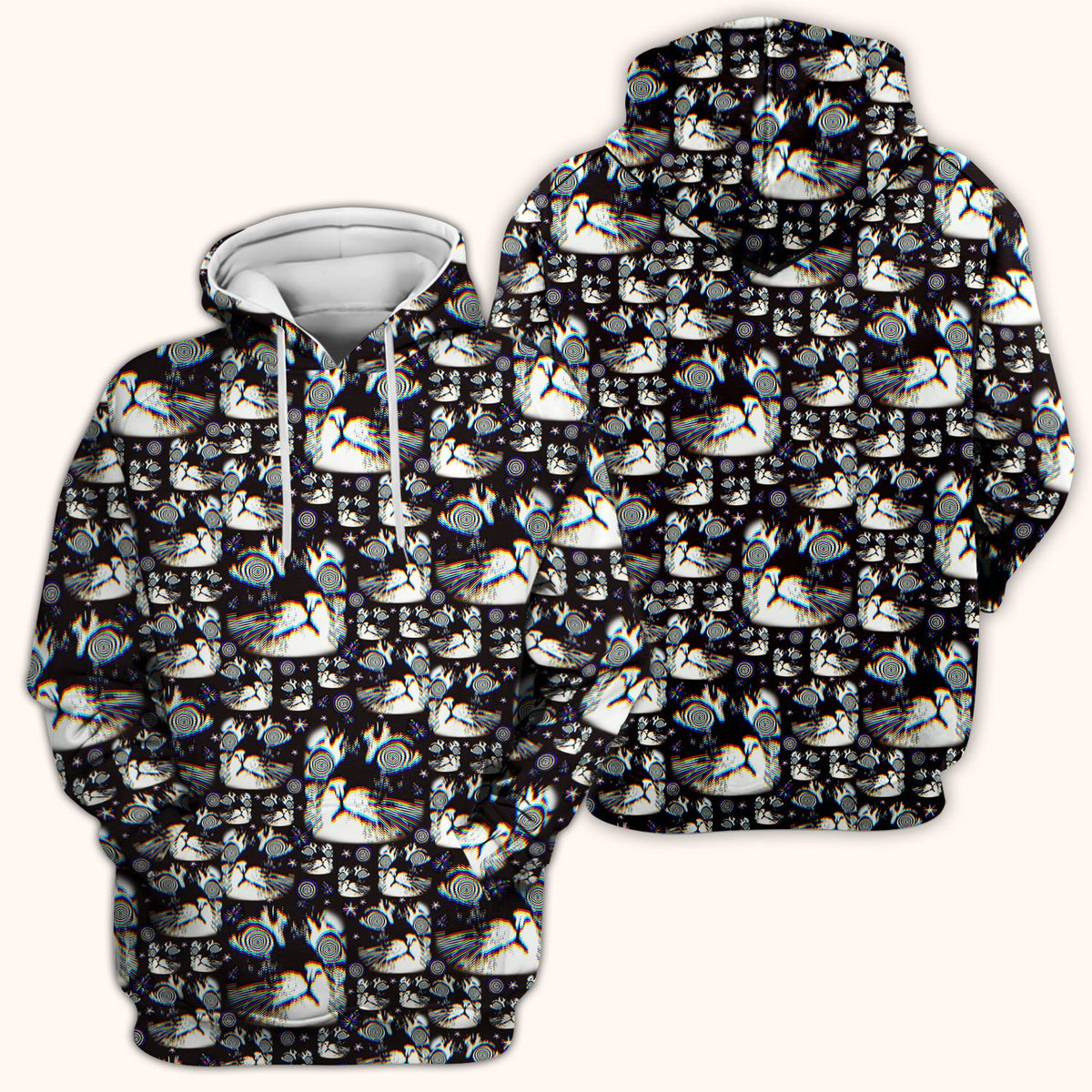 Funny Cosmic Cat Eye Spiral Pattern Scrub Top, Comfortable Scrubs for Nurses