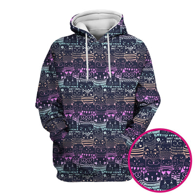 Cute Neon Cat Faces Pattern Scrub Top, Comfortable Scrubs for Nurses