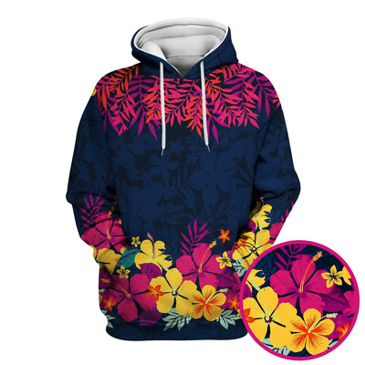 Tropical Hibiscus Palm Leaf Pattern Scrub Top, Comfortable Scrubs for Nurses