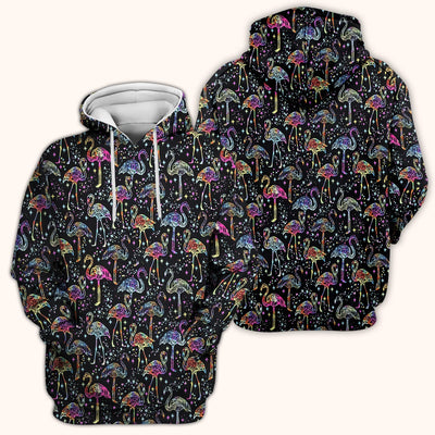 Neon Flamingo Starry Night Pattern Scrub Top, Comfortable Scrubs for Nurses