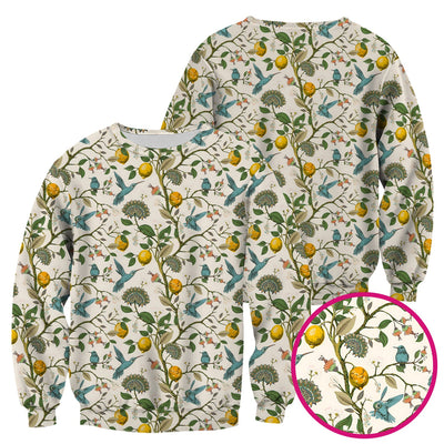 Cute Hummingbird Lemon Floral Pattern Scrub Top, Comfortable Scrubs for Nurses