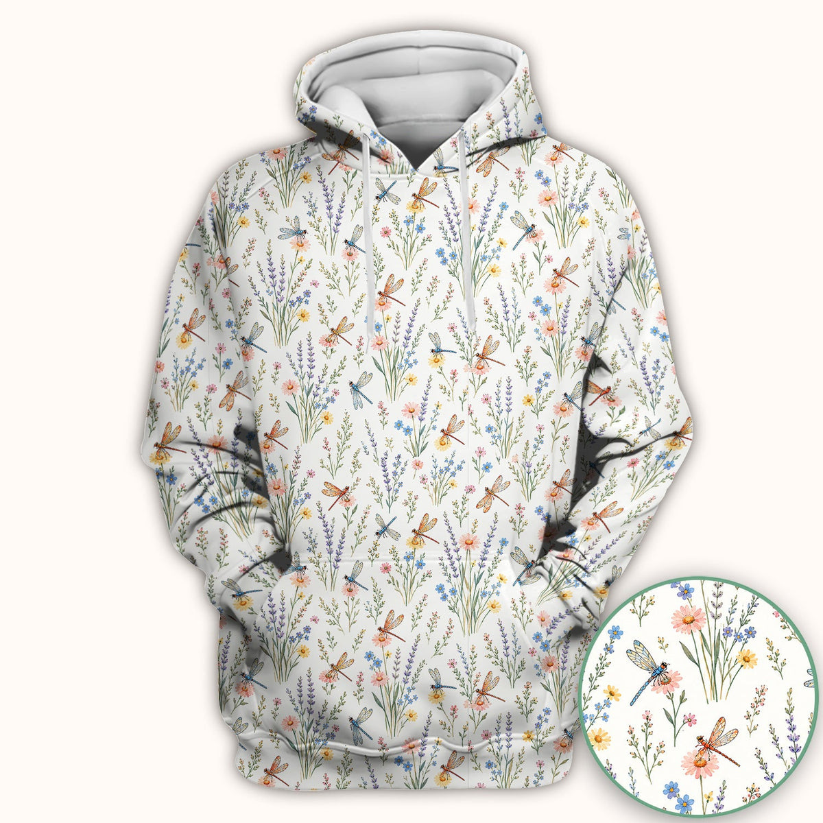 Dragonfly Wildflower Meadow Pattern Scrub Top, Comfortable Scrubs for Nurses