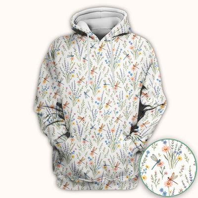 Dragonfly Wildflower Meadow Pattern Scrub Top, Comfortable Scrubs for Nurses