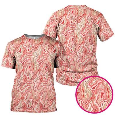 Pink Marble Swirl Abstract Pattern Scrub Top, Comfortable Scrubs for Nurses