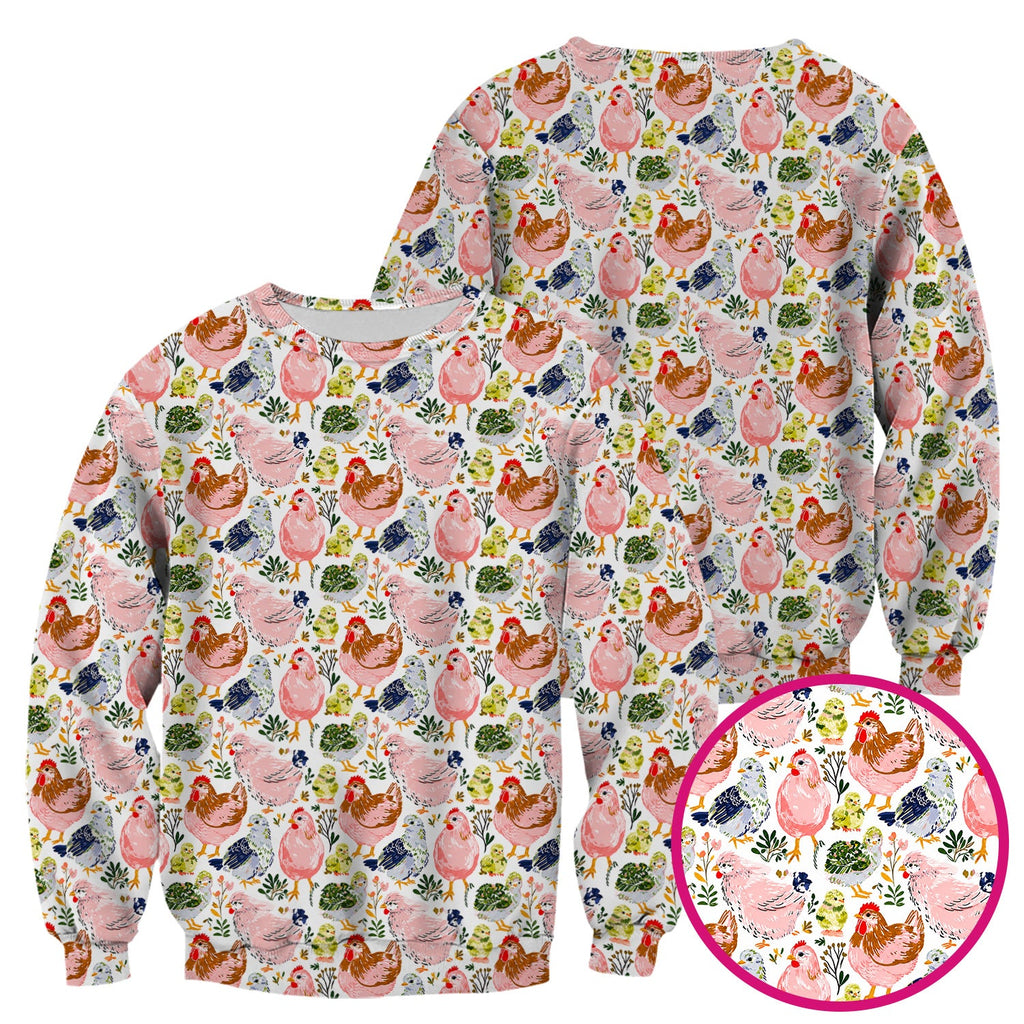 Cute Farm Chicken Hen Chick Pattern Scrub Top, Comfortable Scrubs for Nurses