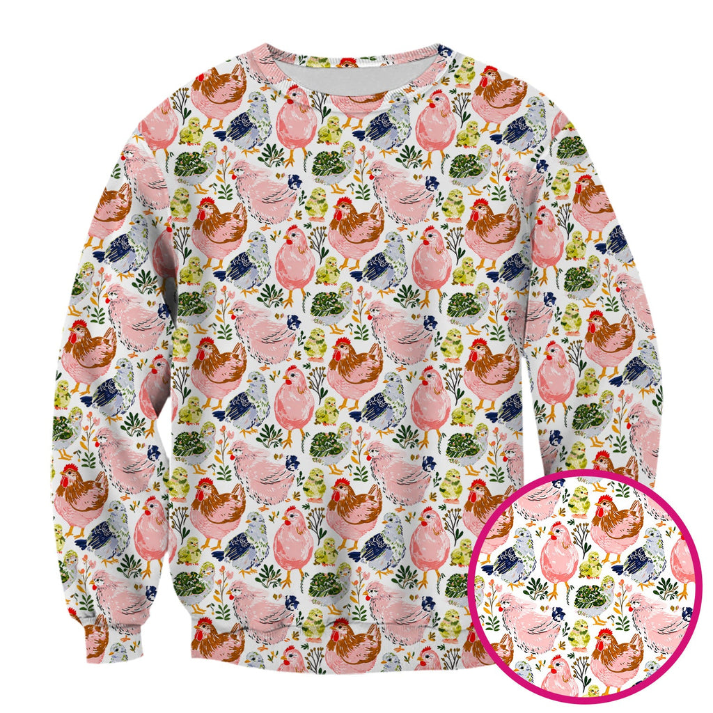 Cute Farm Chicken Hen Chick Pattern Scrub Top, Comfortable Scrubs for Nurses