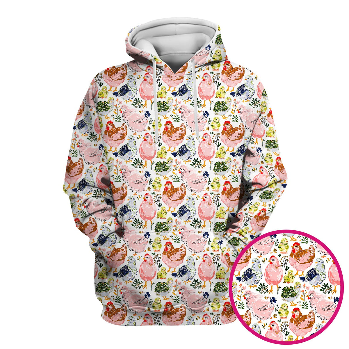 Cute Farm Chicken Hen Chick Pattern Scrub Top, Comfortable Scrubs for Nurses