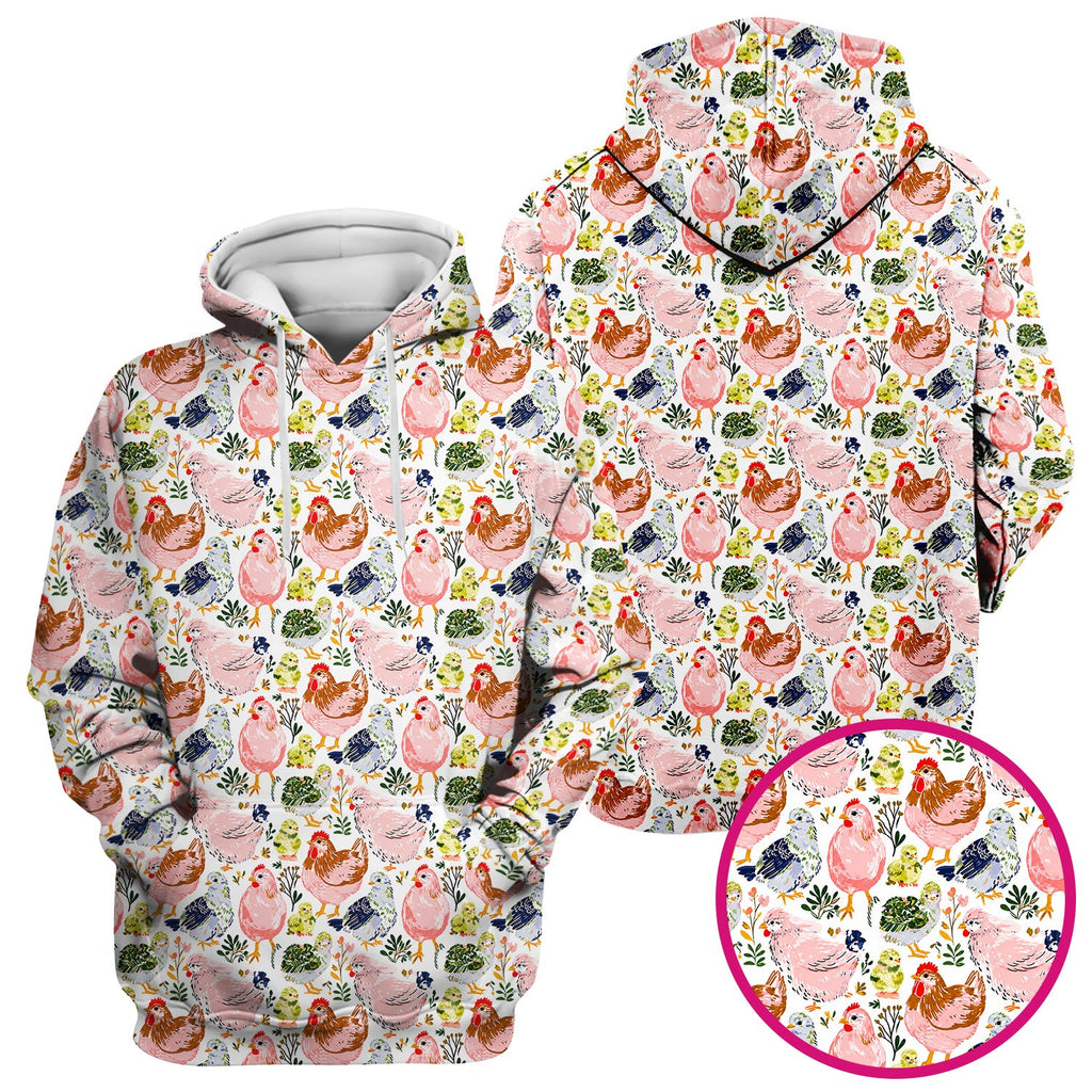 Cute Farm Chicken Hen Chick Pattern Scrub Top, Comfortable Scrubs for Nurses