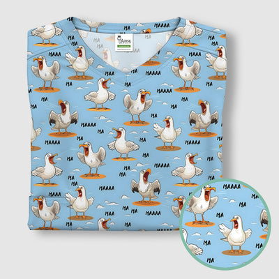 Funny Screaming Seagull Sky Pattern Scrub Top, Comfortable Scrubs for Nurses