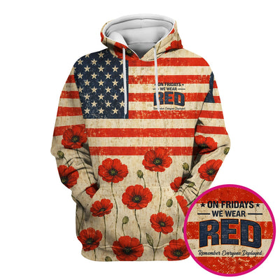 Patriotic American Flag Poppy Flower Pattern Scrub Top, Comfortable Scrubs for Nurses