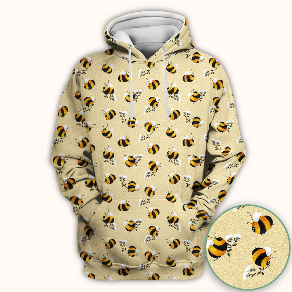 Cute Bumble Bee Blossom Pattern Scrub Top, Comfortable Scrubs for Nurses