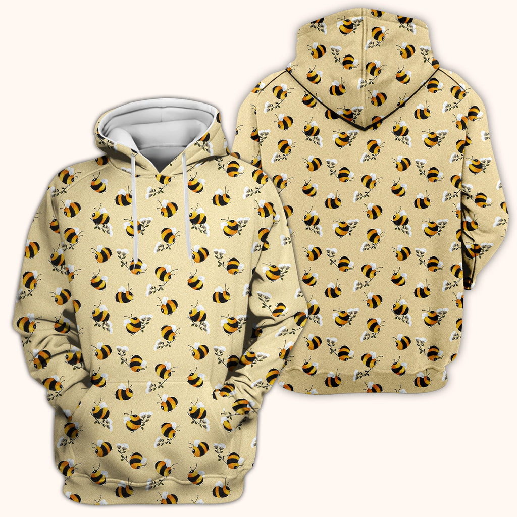 Cute Bumble Bee Blossom Pattern Scrub Top, Comfortable Scrubs for Nurses