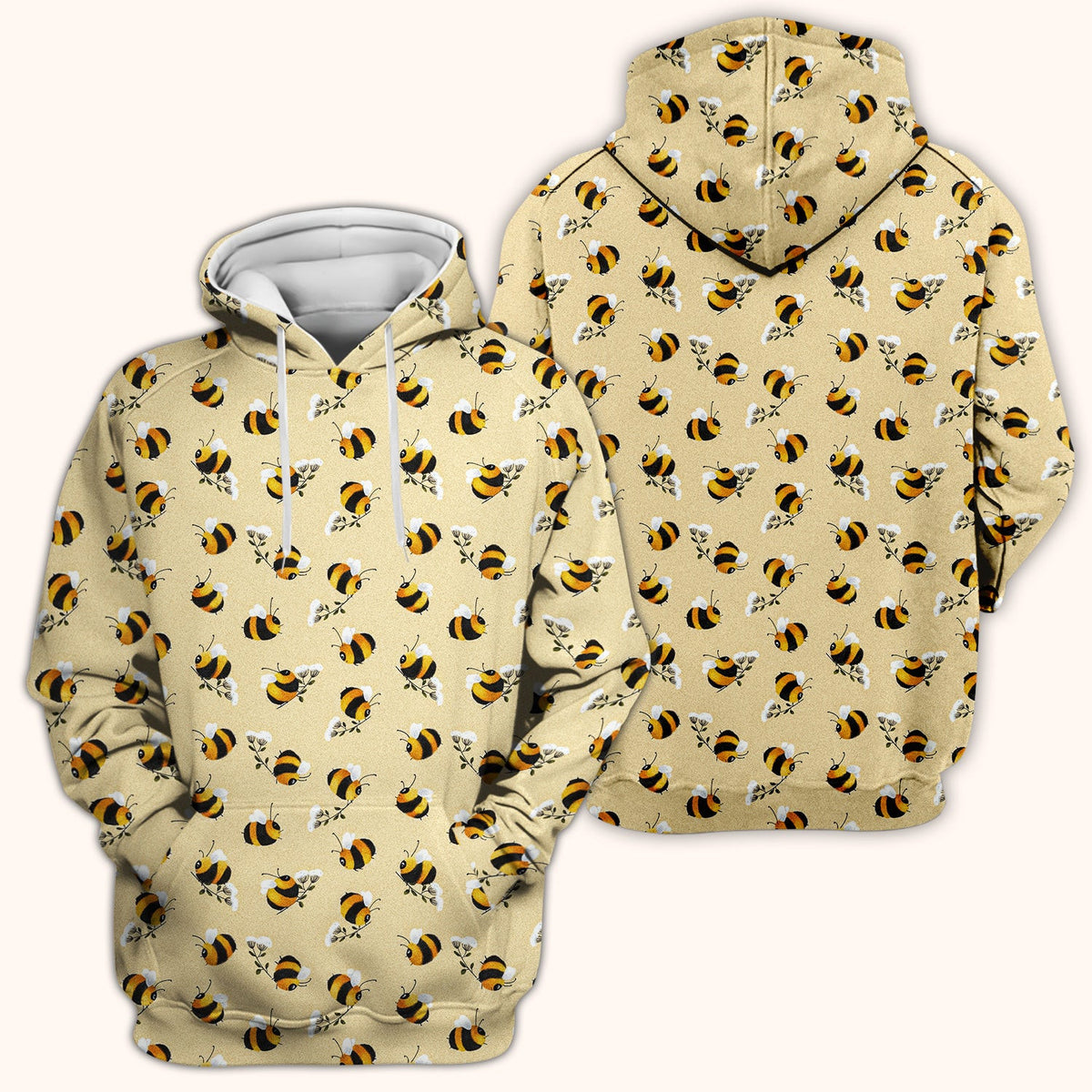 Cute Bumble Bee Blossom Pattern Scrub Top, Comfortable Scrubs for Nurses