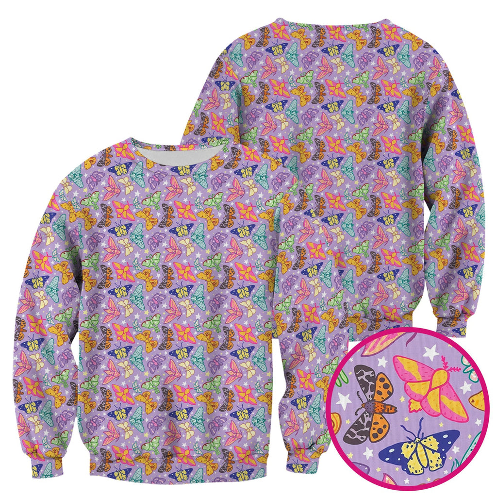 Colorful Butterfly Moth Garden Pattern Scrub Top, Comfortable Scrubs for Nurses