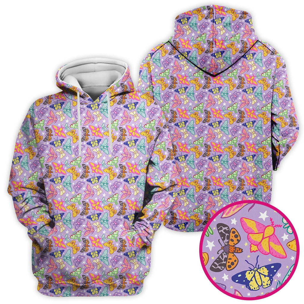 Colorful Butterfly Moth Garden Pattern Scrub Top, Comfortable Scrubs for Nurses