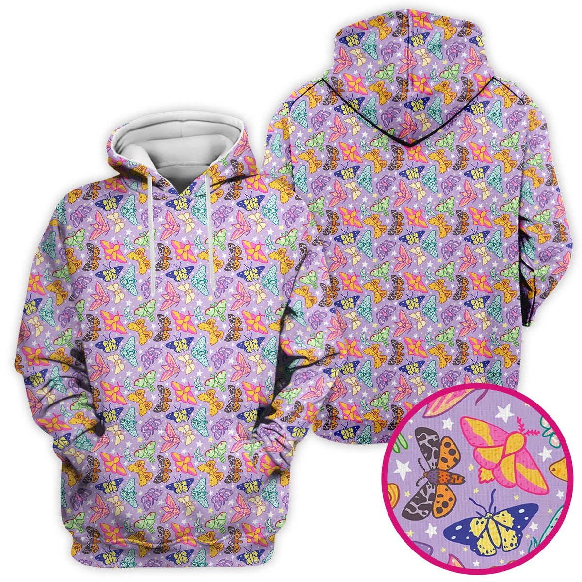 Colorful Butterfly Moth Garden Pattern Scrub Top, Comfortable Scrubs for Nurses