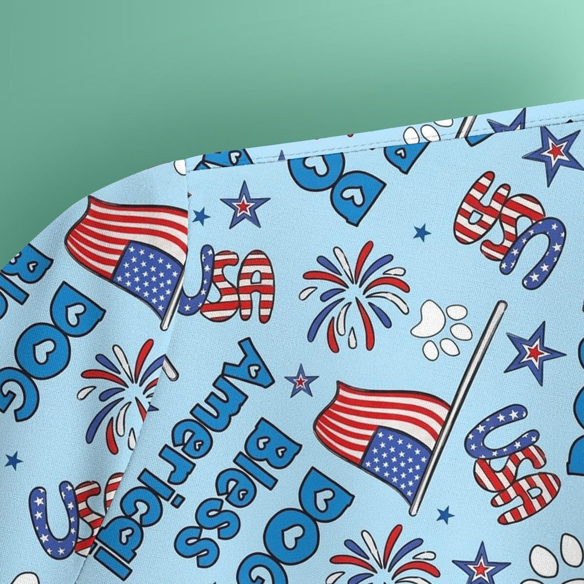 Funny Patriotic Dog Bless America Flag Pattern Scrub Top, Comfortable Scrubs for Nurses