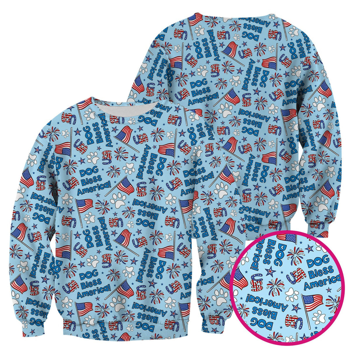 Funny Patriotic Dog Bless America Flag Pattern Scrub Top, Comfortable Scrubs for Nurses