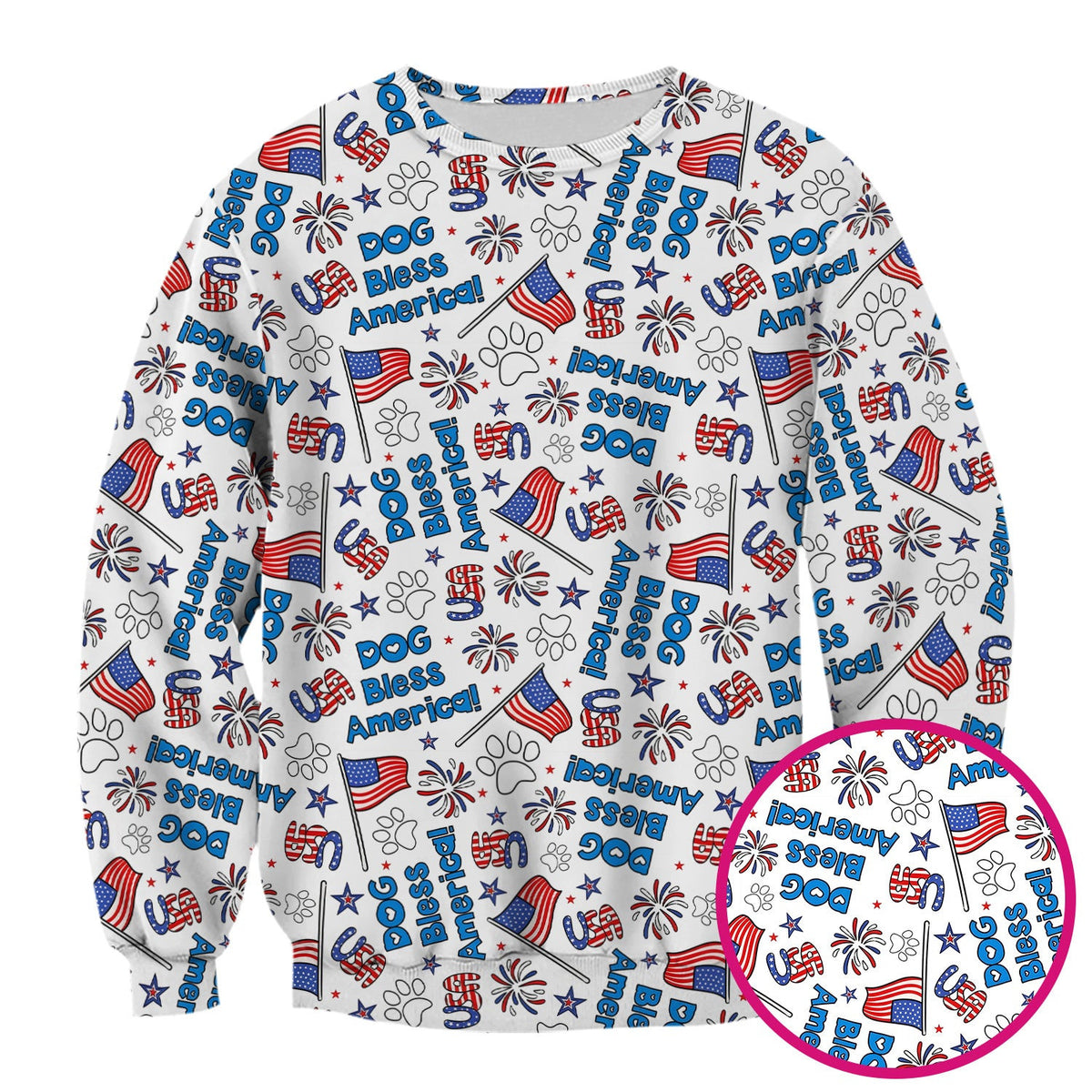Funny Patriotic Dog Bless America Flag Pattern Scrub Top, Comfortable Scrubs for Nurses