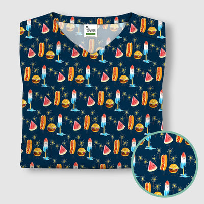 Funny Summer Food Icons Pattern Scrub Top, Comfortable Scrubs for Nurses