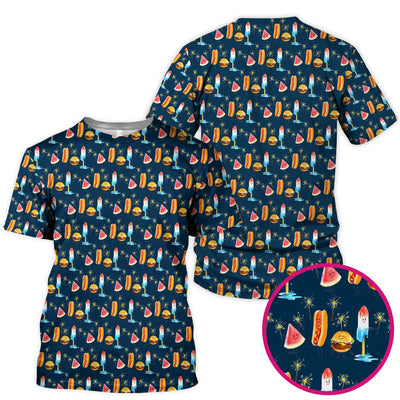 Funny Summer Food Icons Pattern Scrub Top, Comfortable Scrubs for Nurses