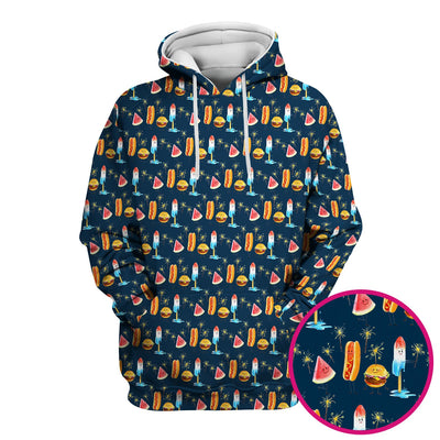 Funny Summer Food Icons Pattern Scrub Top, Comfortable Scrubs for Nurses