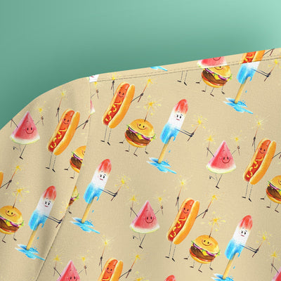 Funny Summer Food Icons Pattern Scrub Top, Comfortable Scrubs for Nurses