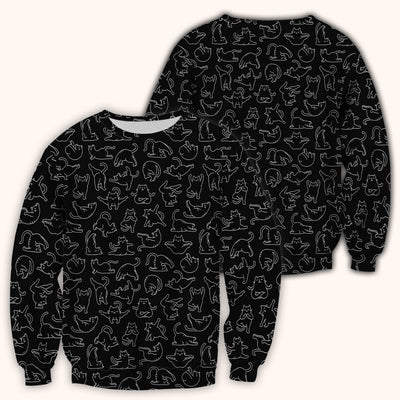 Cute Cat Outline Playing Pattern Scrub Top, Colorful Gothic Nurse Scrubs Uniform