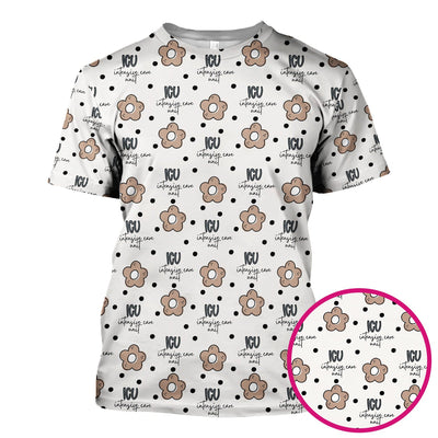 Cute ICU Nurse Flower Polka Dot Pattern Scrub Top, Comfortable Scrubs for Nurses