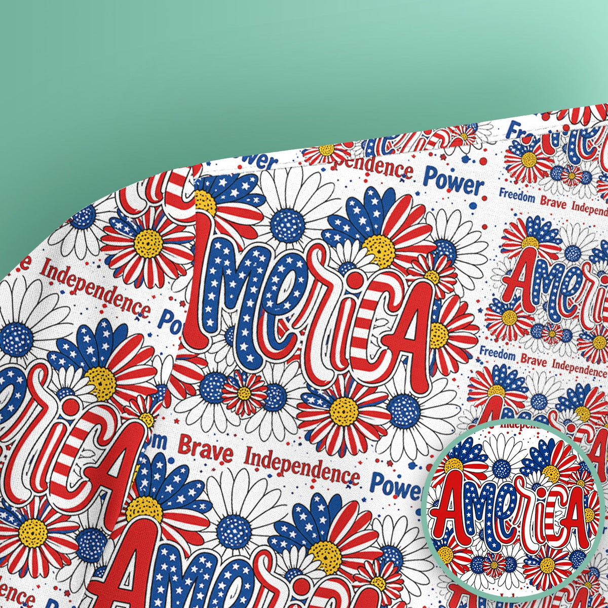 Patriotic America Floral Fireworks Pattern Scrub Top, Comfortable Scrubs for Nurses