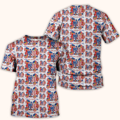 Patriotic America Floral Fireworks Pattern Scrub Top, Comfortable Scrubs for Nurses