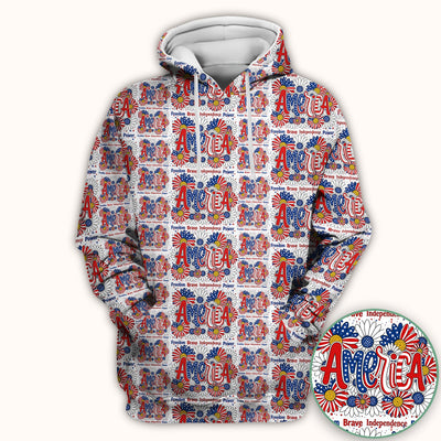 Patriotic America Floral Fireworks Pattern Scrub Top, Comfortable Scrubs for Nurses