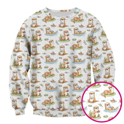 Cute Otter With Lily Pad Pattern Scrub Top, Comfortable Scrubs for Nurses