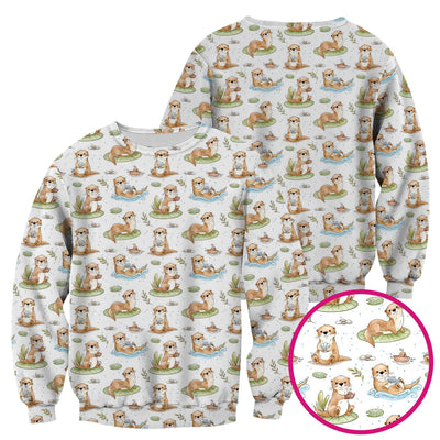 Cute Otter With Lily Pad Pattern Scrub Top, Comfortable Scrubs for Nurses